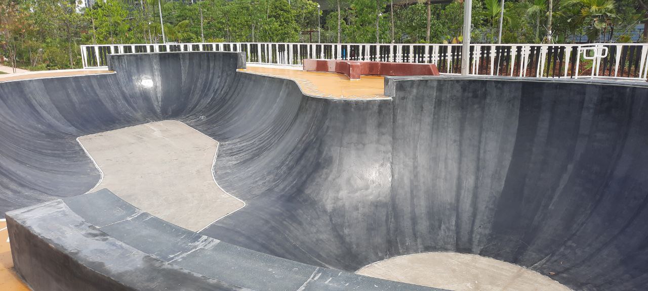 Jurong Lake Singapore concrete skate bowl with flowing curves